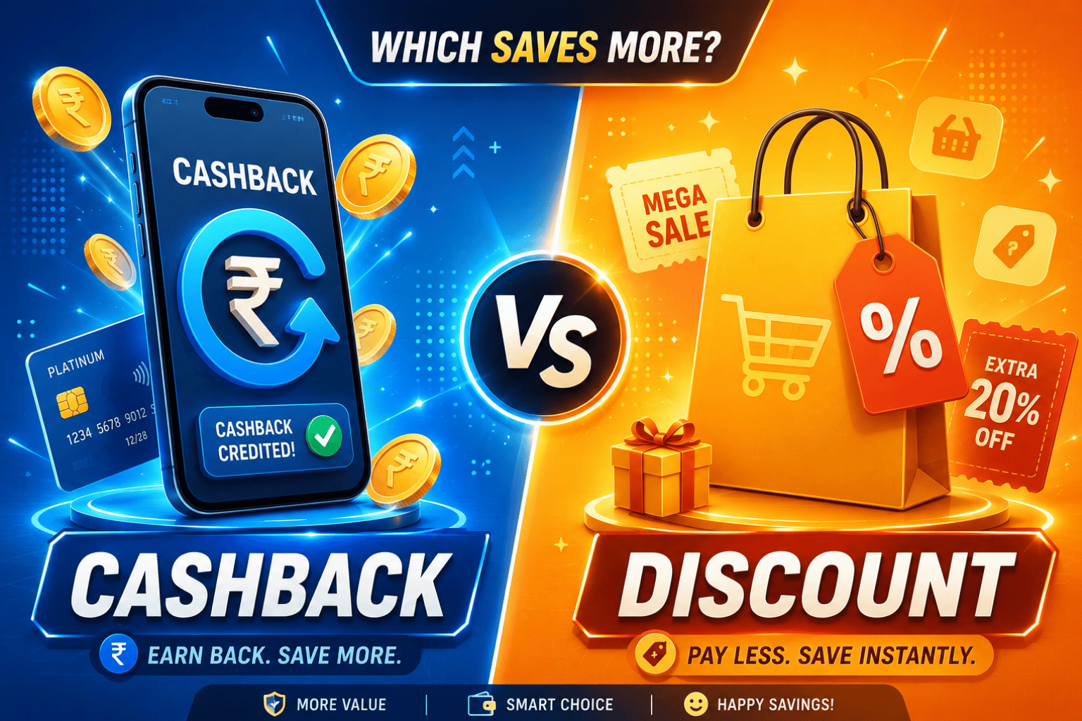 Person comparing cashback and instant discounts on a laptop