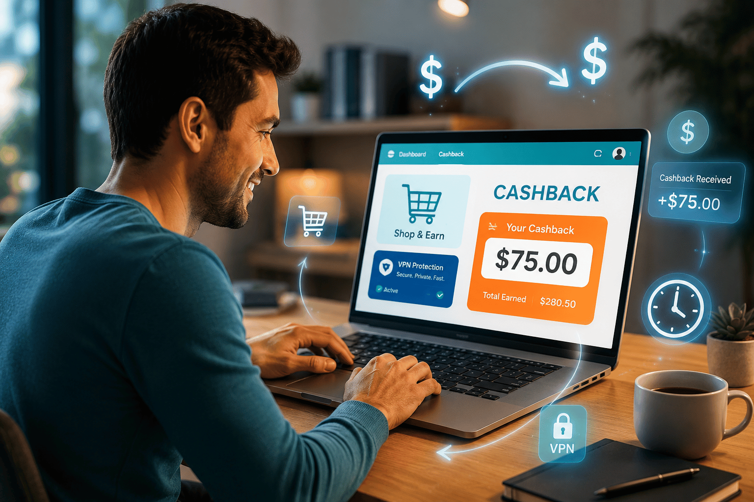 Person comparing cashback and instant discounts on a laptop
